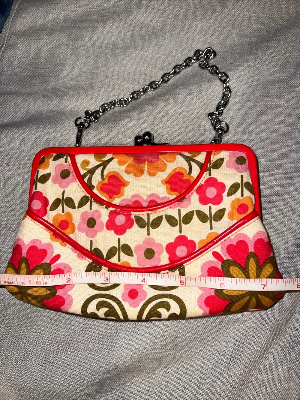 Vtg Vera Bradley Coin Purse Handbag Clutch Wallet Removable Chain Handle